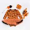 Halloween Baby Kostüm Baby Mädchen Strampler Neugeborenen Kleidung 4 stücke Sets Halloween Kürbis Overalls Kleid Cartoon Gedruckt Baby Romper3694688