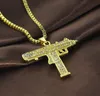 Rhinestone Uzi Gun Naszyjniki Długie link łańcuchowy Naszyjnik do unisex biżuterii hip -hopu 10pcSlot6438873