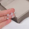 Hot Sale Fashion Korean Glänsande Zircon Stud Örhängen för Kvinnor Elegant Rose Guldfärg Blomma Stud Örhängen Bröllopsfest Smycken