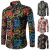 Plus Size Shirts Linen Men Shirt Long Sleeve Retro Style Hawaiian Floral Blouses Slim Fit Men Clothes Oversized 3XL 4XL 5XL