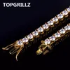 TOPGRILLZ – collier chaîne Hip Hop entièrement glacé, 1 rangée de 4mm, Micro pavé de pierres CZ, bijoux Punk Rock, 20 pouces, 24 pouces