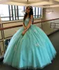 Bleu doux 16 Quinceanera robes 2020 robe de bal hors épaule Vintage dentelle grande taille pas cher débutante robes 15 Anos robes de bal5370848