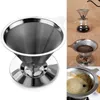 Cone Shaped Stainless Steel Coffee Dripper Double Layer Mesh Filter Basket Reusable Cone Shaped Coffee Filter