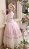 Elegant Pink Cartoon Homecoming Dresses 2019 Long Sleeve Lace Appliques Tiered A Line Prom Party Wear Sweet 16 Dresses Graduation Gowns