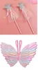 Party Favor kids wings glitter star magic wands fancy dress cosplay fairy gradient color butterfly wing tassel sequins wand pink girls gift