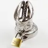 Erwachsenes BDSM-Sexspielzeug, männlicher Fetisch-Gerätegürtel aus Edelstahl, Peniskäfig, Jungfräulichkeitsschloss, Penisring, Anti-Off-Ring mit Widerhaken7385654
