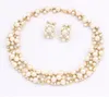 Perle plaqué or Simple élégant collier de mariée boucle d'oreille ensembles de bijoux Kit cadeau