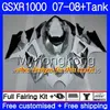 키트 + 탱크 SUZUKI GSX R1000 용 GSXR-1000 GSXR 1000 2007 2008 301HM.59 GSX-R1000 그린 블랙 핫 07 08 바디 K7 GSXR1000 07 08 페어링 7 개 용품