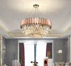 Araña de lujo moderna club de oro rosa dúplex villa diseñador modelo sala de estar cristal redondo LED decoración de la boda lámpara LLFA