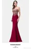 Goedkope Mermaid Prom Dresses Sheer Jewel Hals Lange Avondjurken Illusie Back Floor Lengte Party Jurken In Stock CPS262