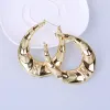 Boucles d'oreilles en bambou pour femmes, grand cercle en métal doré, bijoux à la mode Hip Hop exagéré, 273z