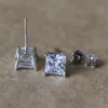 Fashion-Tiny Delighted Small 6mm 7mm 8mm 2.63ct Princess-cut Zirconia 925 Sterling Silver Stud Earrings