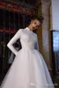 Берта новый мусульманин линия свадебные платья высокая шея кружева аппликация с длинными рукавами свадебное платье Свадебные платья развертки поезд тюль халаты де Марие