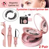 Magnetische wimpers met magnetische vloeistof eyeliner 5 magneten wimper make-up set 2 paar herbruikbare valse wimpers make-up spiegel + tweeteen geen lijm nodig