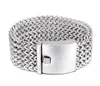 Tung 12mm 18mm 30mm Super Wide Men Biker Mesh Silver Chain 316L Rostfritt stål Armband Boys Titanium Steel Bangle Smycken