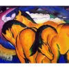 Wall Art Oil Painting Abstract Little Yellow Horses Franz Marc Artwork Hand Painted Colors Animal Picture for Home Decor