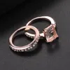 Anneaux en or rose 18K ensemble Slim Princesse Morganite proposition cadeau Clear Diamond Bijoux d'anniversaire de fête d'anniversaire Ring8202483202