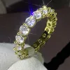 2020 Funkelnder Schmuck Sterling Silber Weißer Topas CZ Diamant Edelsteine Versprechen Frauen Hochzeit Verlobungsband Ring für Liebhaber Geschenk