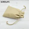 50pcs Christmas Small Burlap Linen Jute Drawstring Gift Bags Sack Wedding Birthday Party Rustic Pouch Baby Shower Supplies