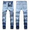 Erkekler Sıkıntılı Ripped Skinny Jeans Moda Tasarımcısı Erkek Jeans İnce Motosiklet Moto Biker Erkek Denim Pantolon Hip Hop Erkekler Jeans