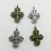 50PCs Flower Cross Charms Pendants Retro Smycken Tillbehör DIY Antik Silver Hänge För Armband Örhängen Keychain 26 * 18mm