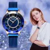 Curren New Rhinestone 패션 쿼츠 메쉬 스틸 시계 여성을위한 푸른 숙녀 시계 Bayan Kol Saati Classy Luxury Clock