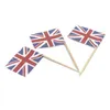 100 stks Britse Tandenstoker Vlag Amerikaanse Tandenstokers Vlag Cupcake Toppers Bakken Cake Decor Drink Beer Stick Party Decoratie Benodigdheden LX1569
