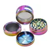 Rainbow Style Zinc Alloy Rökning Herb Grinder 50mm 4 Piece Metal Tobacco Grinder Smoke Grinders för handsked rörtillbehör