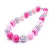 Cute Różowy Kolor Necklacebracelet Headbracelet 3PC Zestaw Urodziny Prezent Prezent Maluch Dziewczyny Bubblegum Baby Kid Chunky Naszyjnik Biżuteria