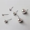 Ny Enkel 925 Sterling Silver Round Ball Stud Örhängen för Kvinnor Öron Piercing Smycken Studs Earings Brincos Fine Smycken