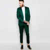Groene Mannen Pakken Mode Hoge Kwaliteit Bruiloft GroomsMen Suits met Piek Revers Twee stukken (Blazer + Pant) Business Casual Wear