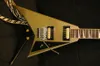 Jack First Five 30th Anniversary Randy Rhoads Gold Metal Flake Sparkle Flying V Guitare électrique Reverse Shark Fin Inlays, Floyd Rose Tremolo