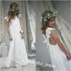 Ny beach boho blomma flicka klänningar chiffong anpassad storlek helig communion gowns v neck kid formella klänningar