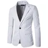 Vårmodell Ny Listning PU Läder Mäns Fashion Wild Solid Färg Singel Row Of A Buckle Small Suit Ouma