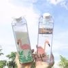 1PCS Creative sakura strawberry 550ml Square Water Bottle Milk Box portable my drinking bottle BPA Free for Girl Kid School