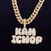 Met 20mm 20 inch Cubaanse ketting Heren Custom Naam Ketting Druppel Bubble Letters Hangers Kettingen Ijs Out Cubic Zirkoon Hip Hop Sieraden voor Gift