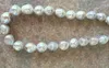 Бесплатная доставка элегантный 12-13mm высокого качества дюйма ожерелье барокко белый стиль жемчужное ожерелье