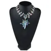 Großhandel - Modedesigner Luxus bunte glitzernde Kristall übertriebene Blumenanhänger Pullover Halsband Aussage Halskette für Frau
