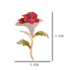 New Fashion Poppy Flower Brooches Gold Plated Rhinestone Rose Brooch Pins Gifts Party Jewelry for Women Red Purple