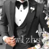 Smoking da sposo con risvolto a punta con un bottone bello, abiti da uomo, matrimonio/ballo di fine anno/cena, giacca da uomo migliore (giacca + pantaloni + cravatta + gilet) W211