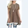 Kobiety Koronki Koszulki Dziewczyna Luźna Koszula Z Długim Rękawem Bluzka Patchwork Długa Koronkowa Dress Round Neck Casual Tees Topy GGA2562