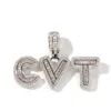 THE BLING KING Custom Iced Cubic Zircon Small Baguette Initial Letters Pendant Necklace Words With 4mm CZ Tennis Chain Jewelry