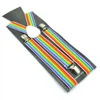 Unisex Clip-on Suspenders Elastische Suspender Zeven kleuren Rainbow Stripe Patroon Elastische Y-Back Suspenders Braces voor jongens/meisjes