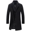 Men's Trench Coats Winter Men Coat Fashion Solid Long Jacket Male Vintage Single Breasted Business Mens Overcoat Plus Size Wool Blends