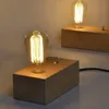 Vintage Industrial Wood Table Lamps Bedroom Bedside Light Study Desk Lamp Simple Creative Rectangular Solid Wood Lamp Holder