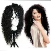 Fashion Natural Black Long Kinky Curly Full Hair Cheap Synthetic Lace Front Wigs Baby Hair Heat Resistant Fiber Soft Lace Wigs Black Women