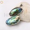 Perlmutt-Anhänger, zwei Abalone-Muscheln, organischer Cabochon, Boho-Chic, natürlicher Muschelschmuck, 5 Stück