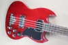 4 strängar Transparent Red Body Electric Bass Guitar med 2 pickupSchrome HardwareBlack PickGuardCan anpassas 4758765