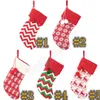 Sticka julstrumpor dekor Julgran Ornament Party Decorations Reindeer Snowflake Stripe Candy Socks Bags Xmas Presenter Bag ZZA1172