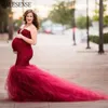 Schulterfreies Umstands-Fotografie-Requisiten-Kleid, Spitze, Netzstoff, Schwangerschaftskleid, Foto-Shooting, Maxikleid, Kleidung für schwangere Frauen